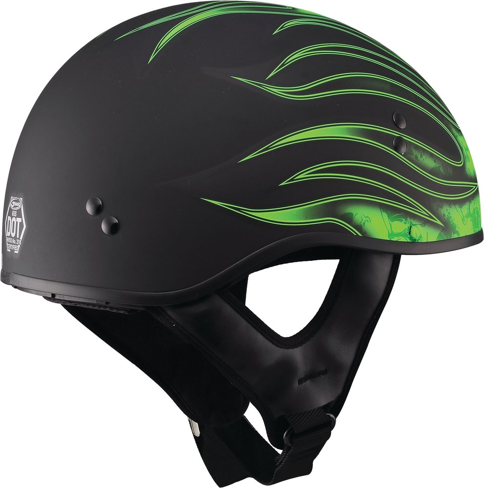 GMAX GM65 Flat Black/Silver Naked Torque Half Helmet - Get 