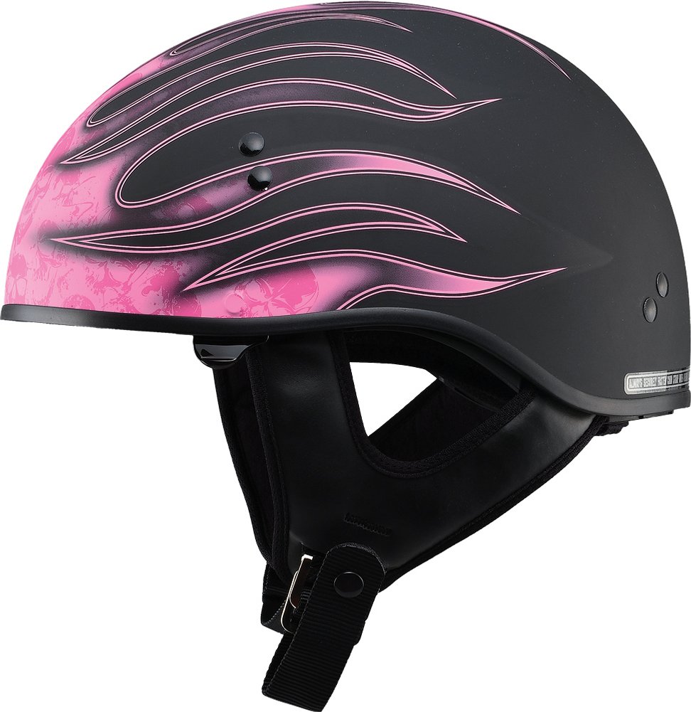 GMAX GM65 Flat Black/Pink Naked Torque Half Helmet - Get 