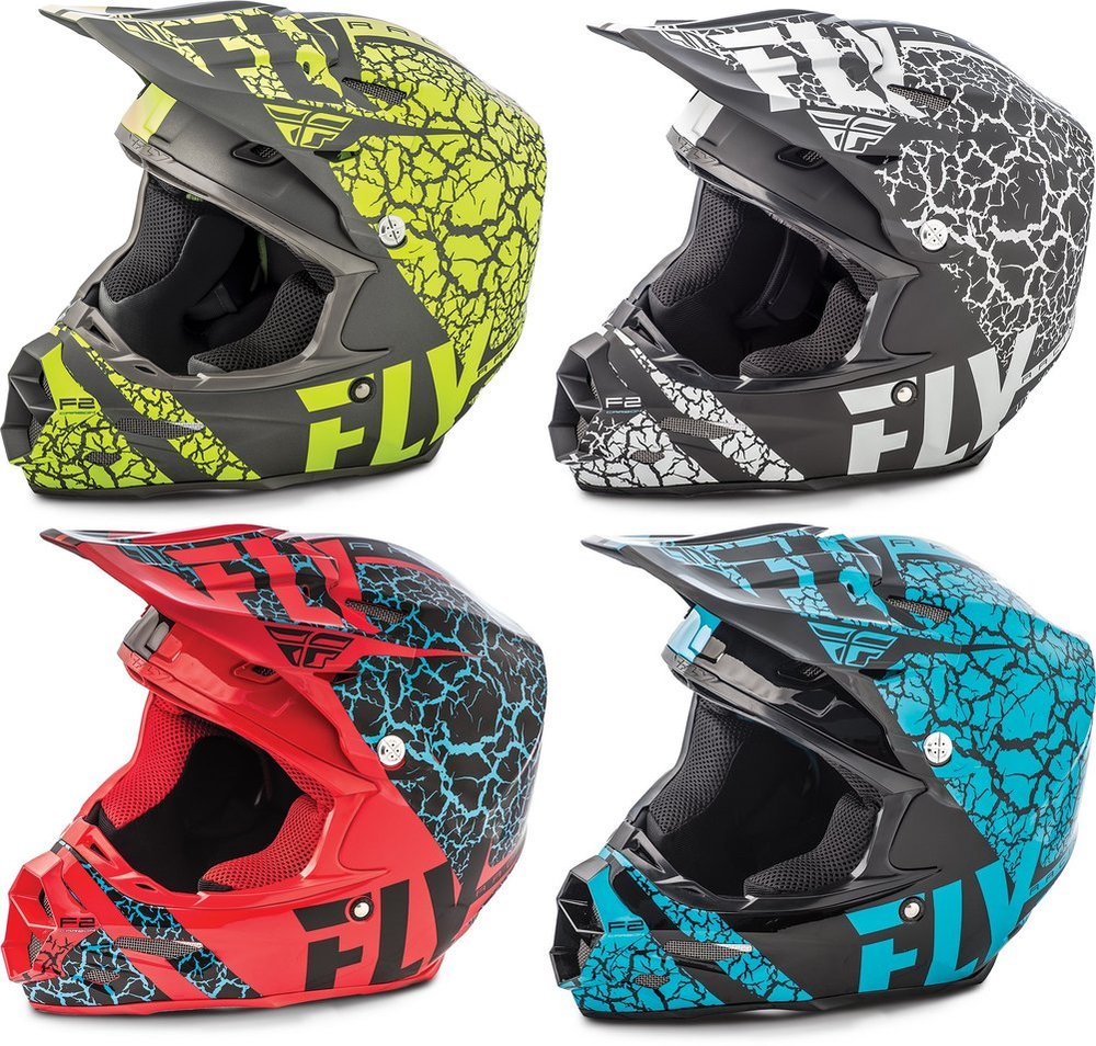Fracture Matte Black/White Fly F2 Carbon MX Motocross MTB Adult Helmet 