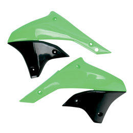 UFO Plastics Radiator Covers Shrouds Pair For Kawasaki Green Black KA03789-026 Green