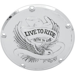 Chrome Drag Specialties Derby Cover Live To Ride For Harley Big Twin 1999-2012