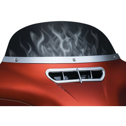 Kuryakyn 7 Inch Airmaster Flame Graphic Windshield For Harley Touring 1277 Grey