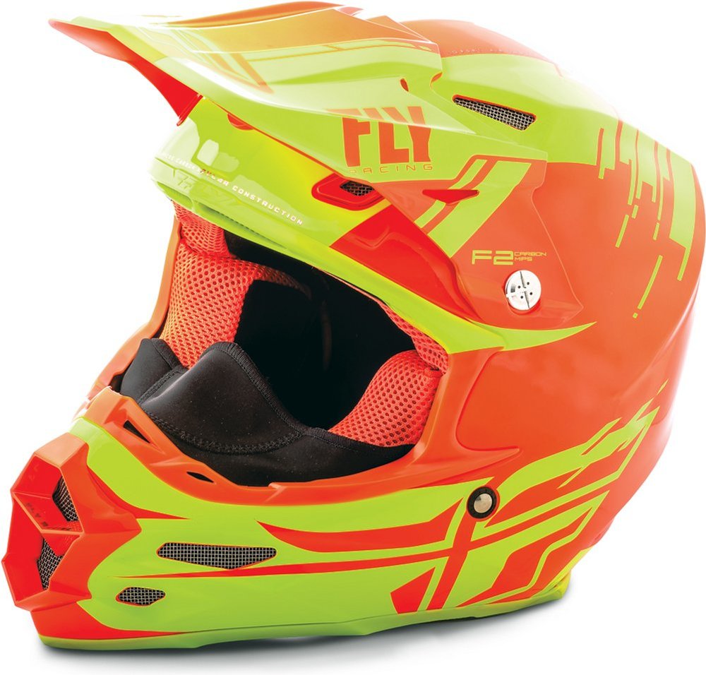 Details about   Fly Racing F2 Carbon Canard Helmet-White/Teal/Orange 