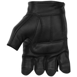 Black Brand Mens Bare Knuckle Shorty Fingerless Leather Gloves Black