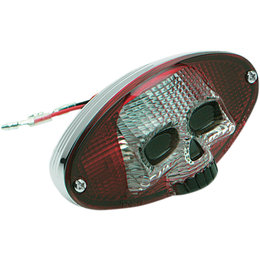 Drag Specialties 3D Skull Face Cat-Eye Taillight Universal Chrome Red Clear