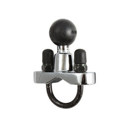 RAM Mount Rail Base 1/2 Inch - 1 Inch Stainless U-Bolt With 1 Inch Ball Chrome Black