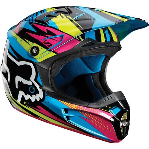 pink and blue fox helmet