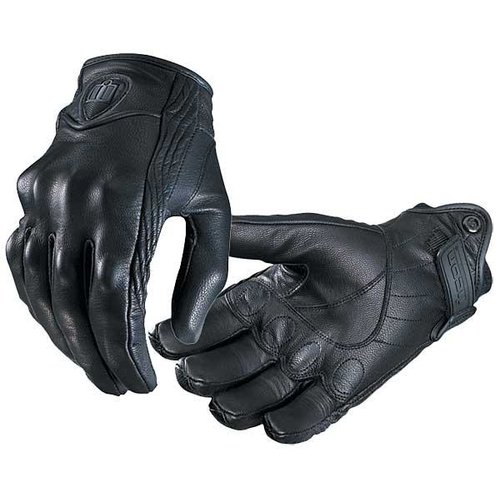 Mens Black Perforated Pursuit Street Stealth Leather Motorcycle Gloves M/L/XL/XX