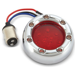 Chrome, Red Ring Led's, Red Lens Arlen Ness Fire Ring Kit For Deuce Style Turn Signal Dual Func Chrome Red Red
