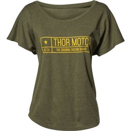 Thor Womens Establish Scoop Neck Cotton T-Shirt Green