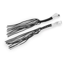 Black Show Chrome Leather Lace Up Lever Covers Universal