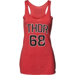Thor Womens Team Racer Back Cotton Blend Tank Top Red