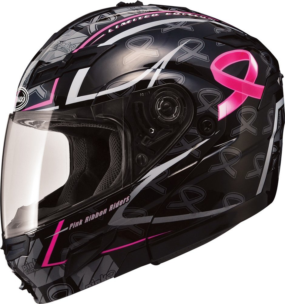 131310 Gmax Womens Gm54s Pink Ribbon Modular Helmet With Flip Up Chin Bar Black 1000 1000 