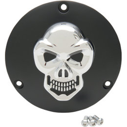 Black, Chrome Skull Drag Specialties 3-d Derby Cover Blk W Chrome Skull For Hd 1984-1998 Big Twin