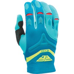 Fly Racing Youth Boys MX Offroad Evolution Riding Gloves Dark Teal, Hi-Vis