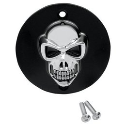 Drag Specialties Points Cover 3-D Blk With Chrome Skull For Harley 1986-2003