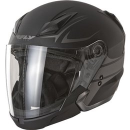 Flat Black, Silver Fly Racing Tourist Vista Open Face Helmet 2013 Flat Black Silver