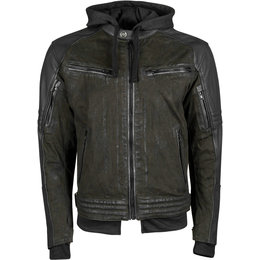 Speed & Strength Mens Straight Savage Armored Leather & Waxed Canvas Jacket Green