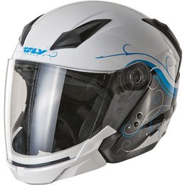 White, Blue Fly Racing Tourist Cirrus Open Face Helmet 2013 White Blue