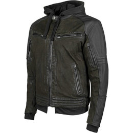 Speed & Strength Mens Straight Savage Armored Leather & Waxed Canvas Jacket Green