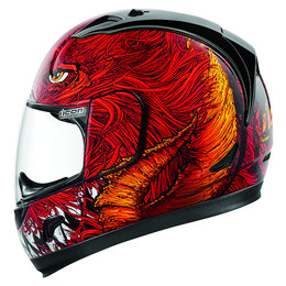 Icon Alliance Lucifur Full Face Helmet With Flip-Up Shield Red Red