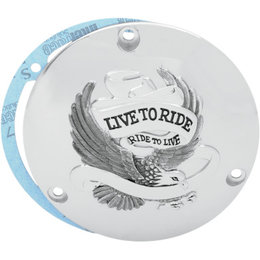 Chrome Drag Specialties Derby Cover Live To Ride For Harley Big Twin 1984-1998