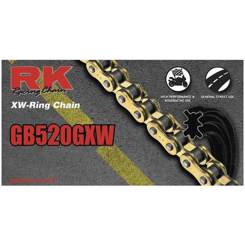 RK Racing Chain GB530GXW 116 116-Links Gold XW-Ring Chain with Connecting Link 