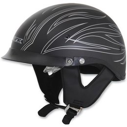 Flat Black, Silver Afx Mens Fx-200 Pinstripe Half Helmet W Dual Shields Black Flat Silver