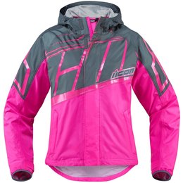 Icon Womens PDX 2 Waterproof Hooded Textile Jacket Pink