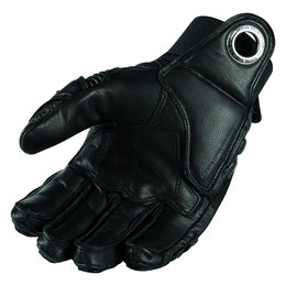 Icon Mens TiMax Short Leather Gloves With Titanium Knuckles Black Black