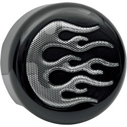 Black, Chrome Flame Drag Specialties Horn Cover Black With Chrome Flame For Hd Big Twin 1991-2012