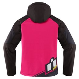 Icon Womens Team Merc Armored Hooded Softshell Motorcycle Riding Jacket Pink