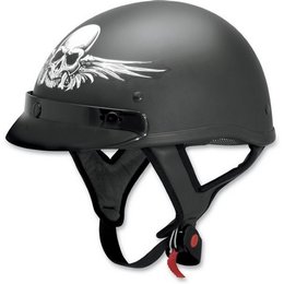 Flat Black Afx Mens Fx-70 Fx70 Skull Half Helmet