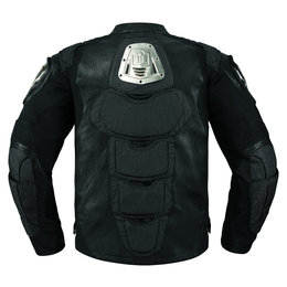 Icon Mens TiMax Armored Leather Street Riding Jacket Black Black