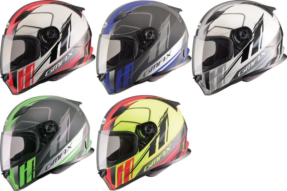 Matte Black/Hi-Vis/Red GMAX FF49 Rogue Full-Face Motorcycle Helmet Choose Size