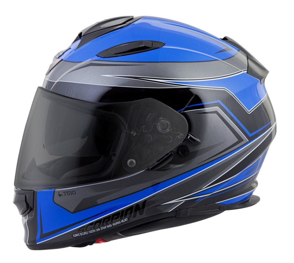 Scorpion EXO-T510 TARMAC Full-Face Motorcycle Helmet Choose Size Neon Red/Blue 