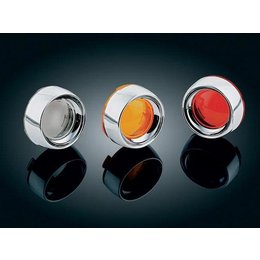 Chrome/amber Kuryakyn Deep Dish Bezels With Lenses Amber For Harley Davidson