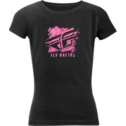 Fly Racing Youth Girls Crayon Crew Neck T-Shirt Black