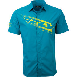Fly Racing Mens Casual Pit Button Up Dress Shirt Blue