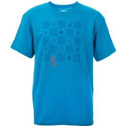 Fly Racing Youth Boys Checkers Cotton T-Shirt Turquoise