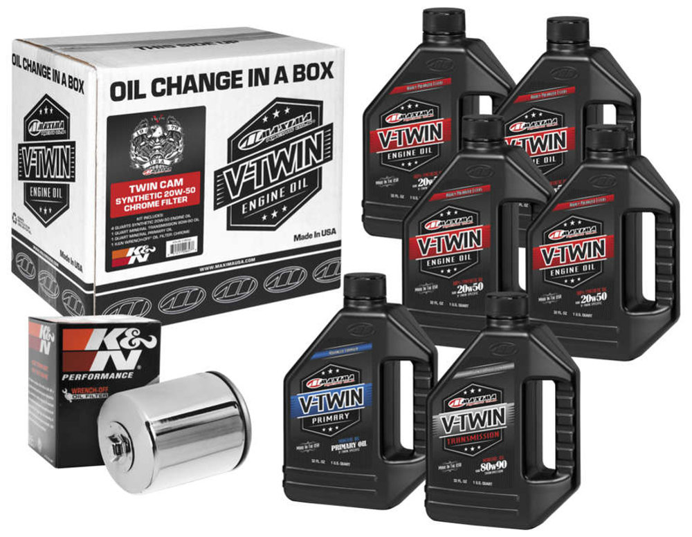 Maxima Racing 90-119014PB Quick Change Twin Cam Synthetic 20W-50 Black Filter Engine Oil Change Kit 