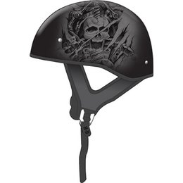 Flat Black, Silver Gmax Mens Gm65 Tormentor Naked Half Helmet 2013 Flat Black Silver