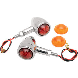 Chrome//White Bulb Drag Specialties Stud-Mount Mini Retro-Style Marker Light