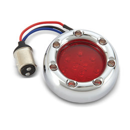Arlen Ness Fire Ring Kit For Deuce Style Turn Signal Dual Func Chrome/Red/Red