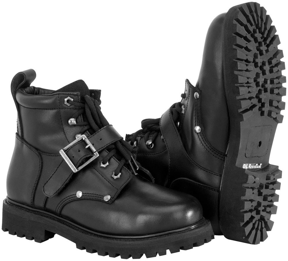 mens black leather buckle boots